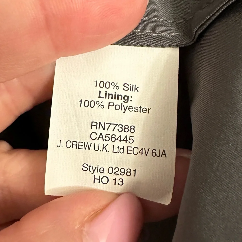 J. Crew Heidi 100%‎ Silk dress gray size 4 NWT Fairy wedding bridesmaid